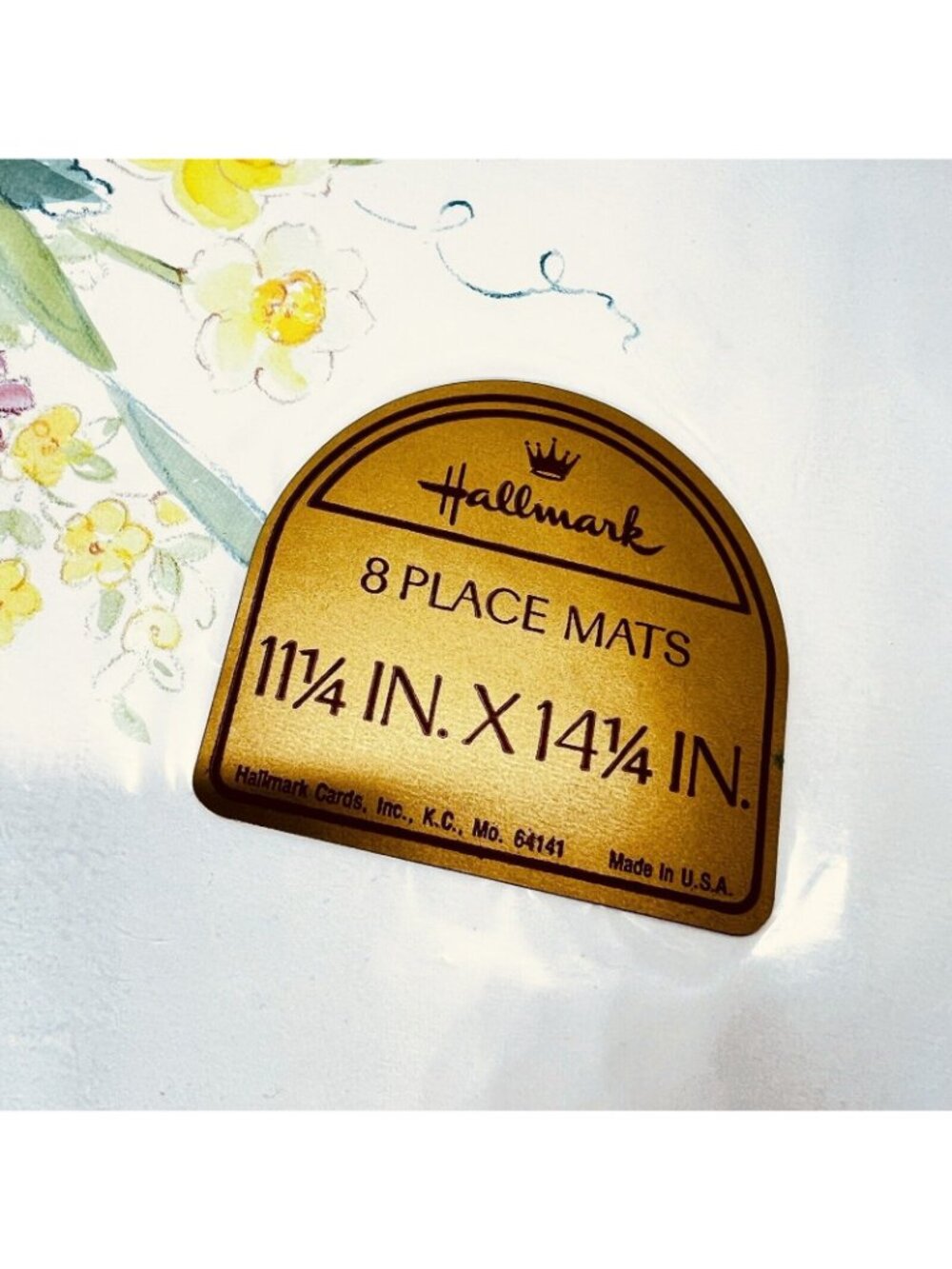 Vtg Hallmark Placemats NOS Plastic Coated Orig Pkg Set of 8 Floral Ribbon USA - Picture 3 of 8